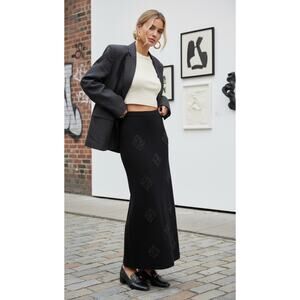 70s Beaded Wool Maxi Skirt | British Hong Kong Vintage size 14